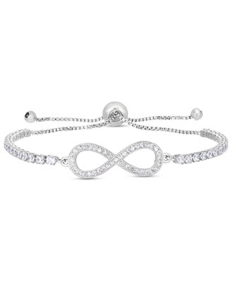 Macy's Cubic Zirconia Infinity Adjustable Bolo Bracelet In Silver Plate & Reviews - Bracelets - Jewelry & Watches - Macy's