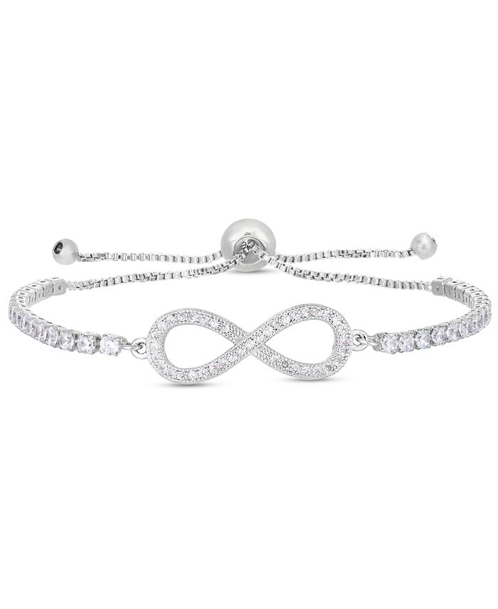 Macy s Cubic Zirconia Infinity Adjustable Bolo Bracelet In Silver