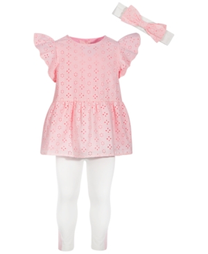 First Impressions Baby Girls 3-Pc Eyelet Tunic Leggings & Headband Set Created for Macy's