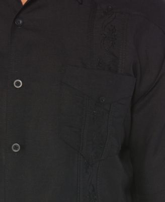 Short-Sleeve Embroidered Guayabera Shirt