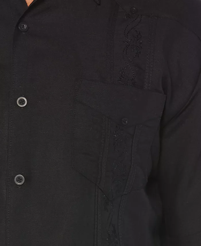 Short-Sleeve Embroidered Guayabera Shirt - thumbnail 8