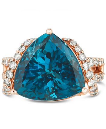 Le Vian - Deep Sea Blue Topaz (9 ct. t.w.) & Nude Diamonds (1-3/4 ct. t.w.) Ring in 14k Rose Gold