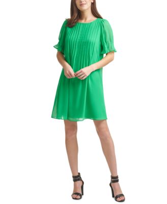 dkny green pleated dress