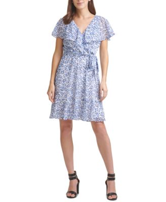 DKNY - Floral-Print Faux-Wrap Dress