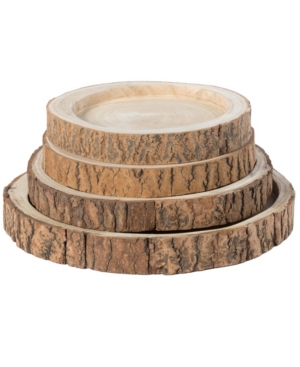 Shop Vintiquewise Wood Tree Bark Indented Display Tray Serving Plate Platter Charger, Set Of 4