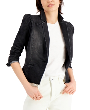 Inc International Concepts Women's Puff-sleeve Blazer, Created For Macy's In Deep Black