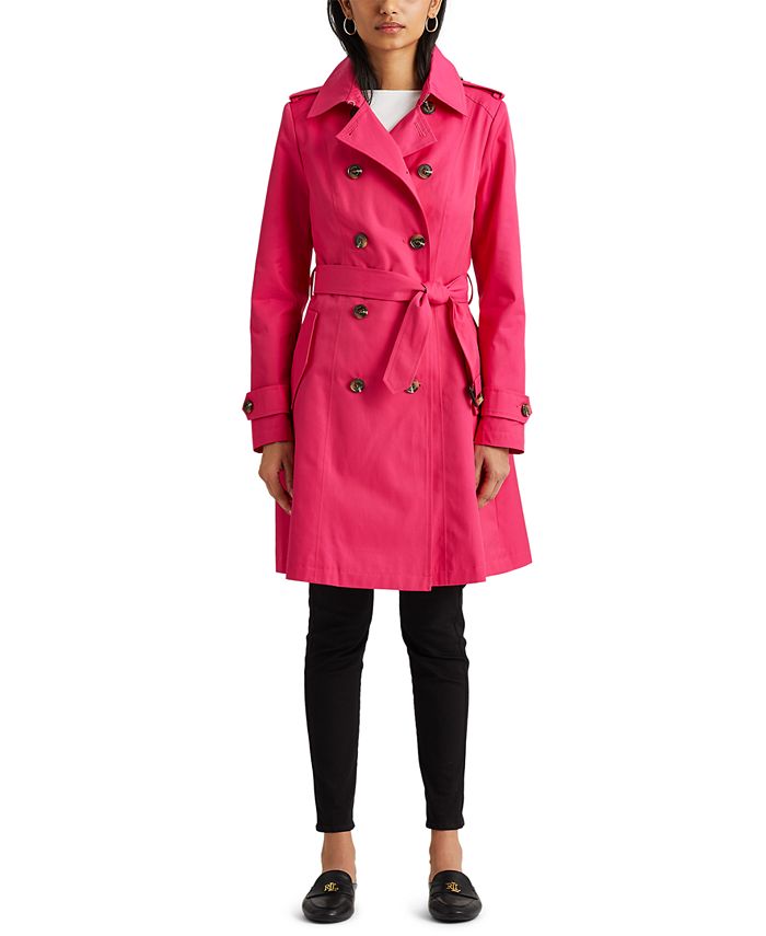 Double Breasted Belted Red Trench Coat for Women Spring Fall