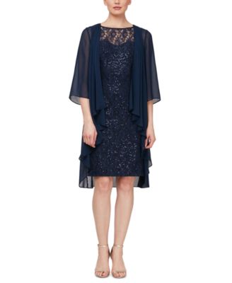 SL Fashions Sequin Lace Dress & Chiffon Jacket 