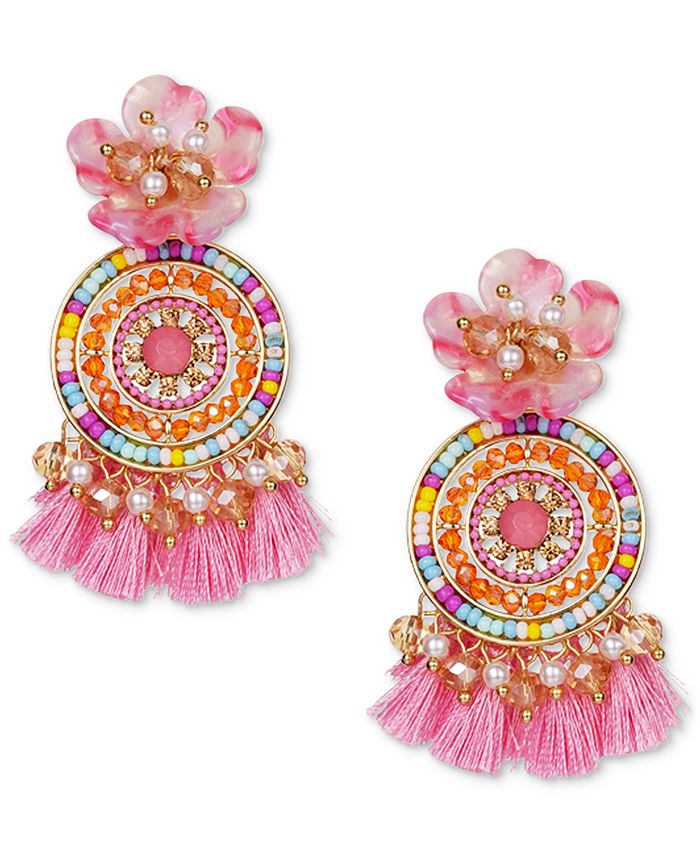 INC International Concepts GoldTone Imitation Pearl & Multicolor Bead