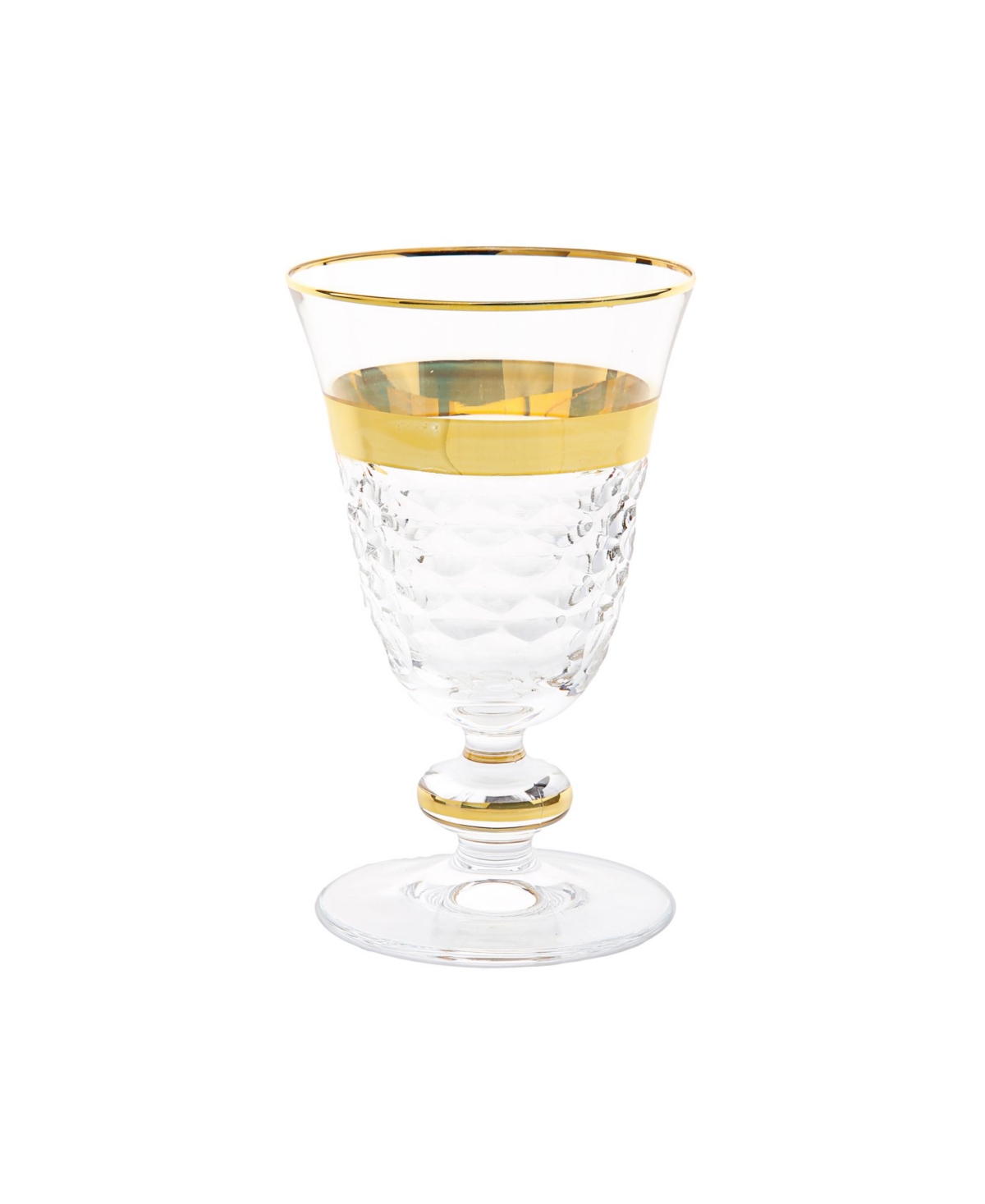 Classic Touch Short Stem Glasses With Gold-tone Crystal Detail, Set Of 6 In Clear,gold-tone