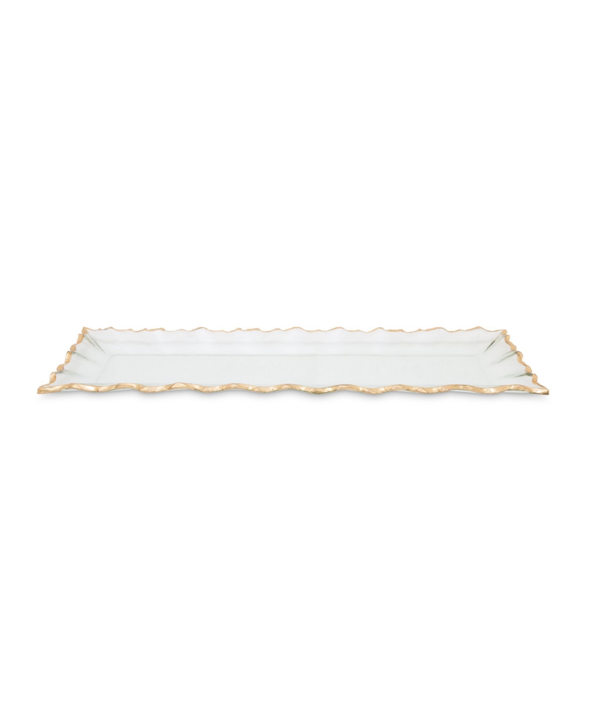 Classic Touch Glass Oblong Tray With Edge In Clear,gold-tone