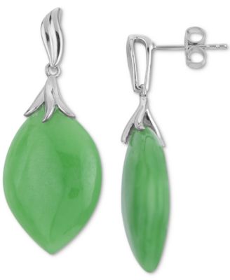 Macy's - Jade Drop Earrings in Sterling Silver