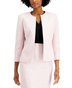 Kasper Open-Front Tweed Jacket