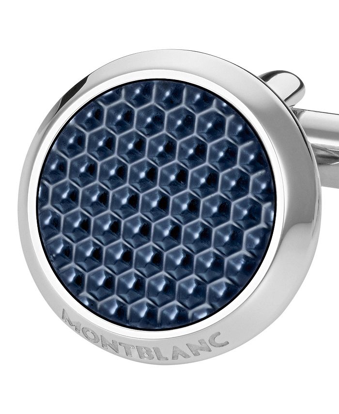 Montblanc - Unisex Meisterst&uuml;ck Classic Stainless Steel with Blue Lacquer Inlay Cuff Links 112904