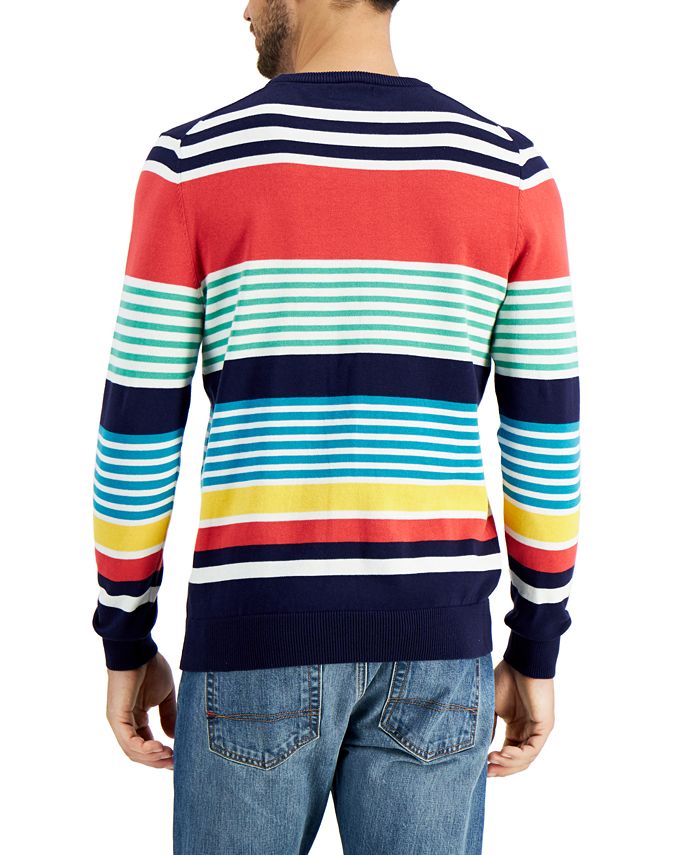 Club Room Men's Variegated Stripe Cotton Crew Neck Sweater, Created for ...
