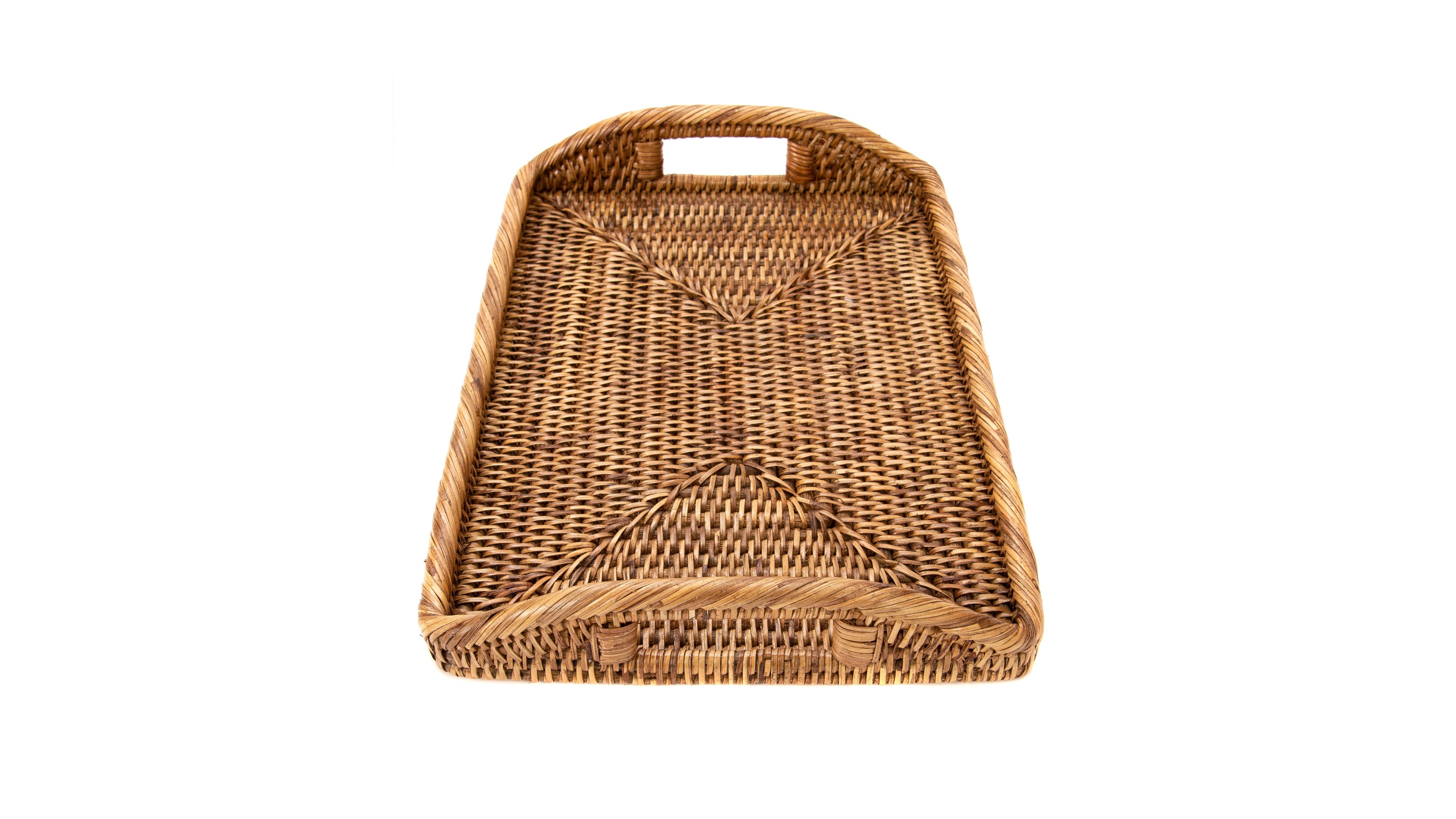 Artifacts Trading Company Rattan Rectangular Serving Tray With High Handles