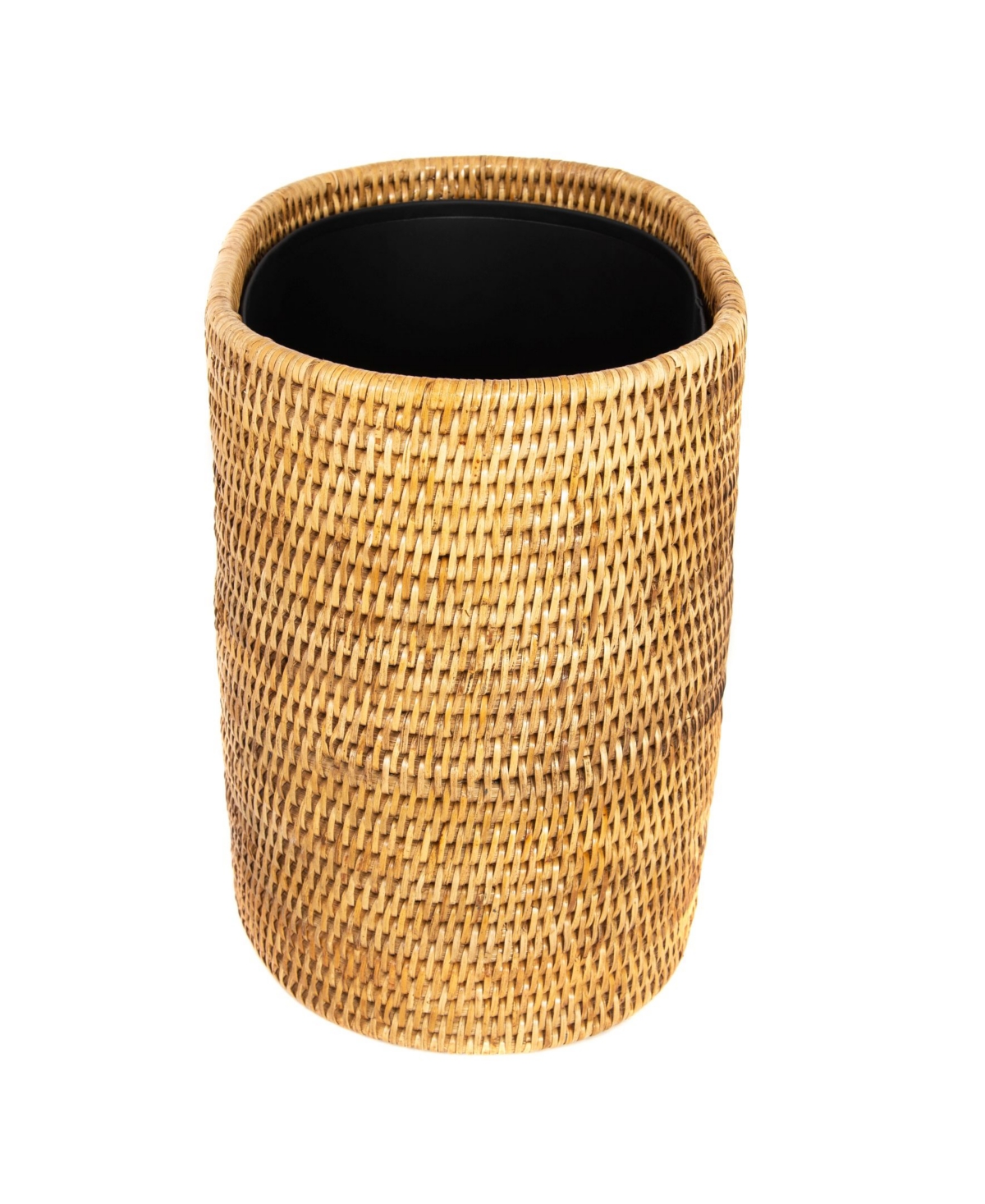 Artifacts Trading Company Rattan Oval Waste Basket with Metal Liner