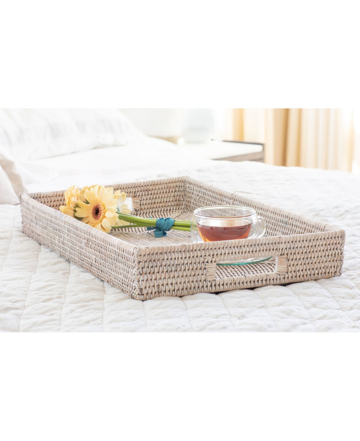 Artifacts Rattan Rectangular Tray With Cutout Handles