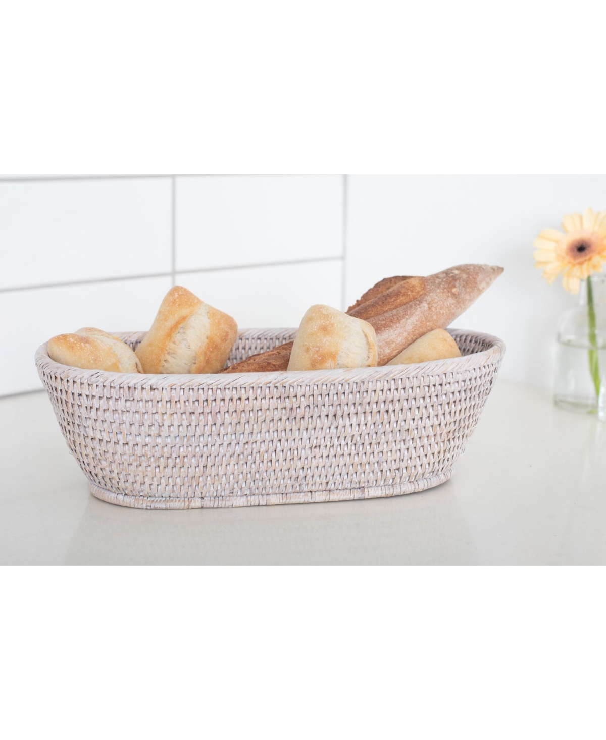 Artifacts Rattan Oval Bread Basket - Off-White