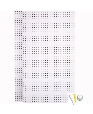 2 Wall Ready Pegboards Heavy-Duty High Density Fiberboard Round Hole Pegboards with Mounting Hardware