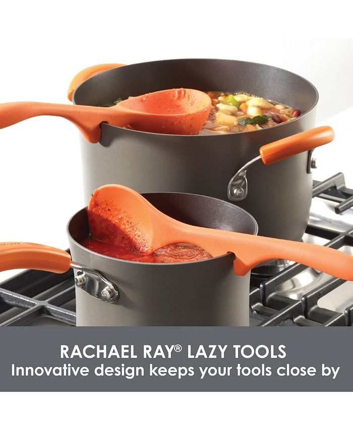 Rachael Ray Kitchen Utensils Nonstick Lazy Spoon, Ladle, and Turner Set