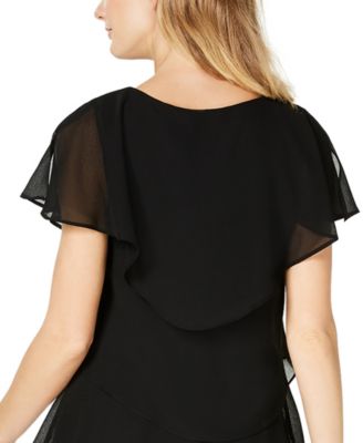 Tiered Rhinestone Capelet Dress