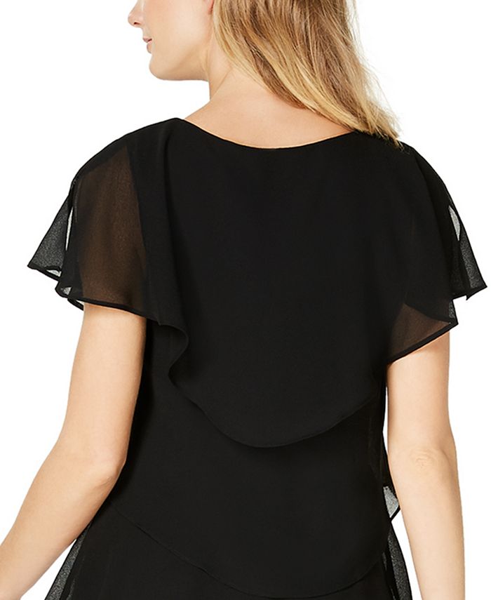 SL Fashions Tiered Rhinestone Capelet Dress Macy's