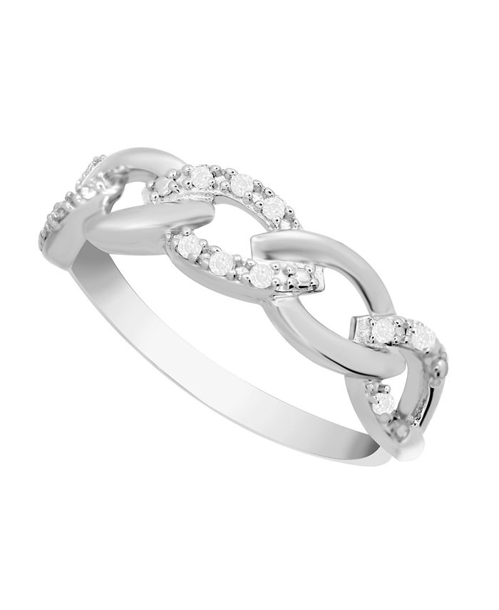 Macy's - Diamond Link Band Ring (1/10 ct. t.w.) in Sterling Silver