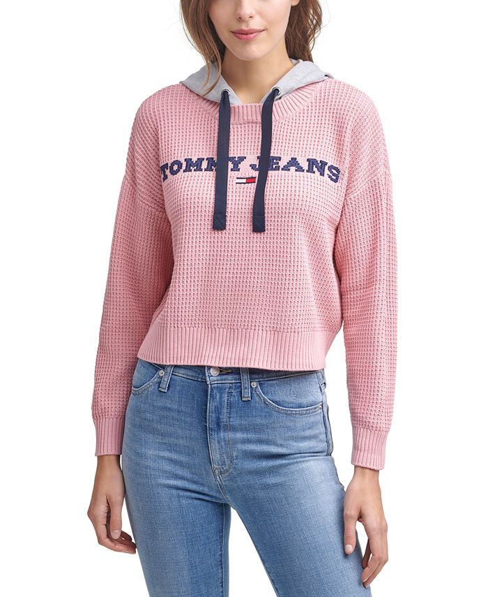 Tommy Jeans MixedMedia Waffled Hoodie Sweater Macy's