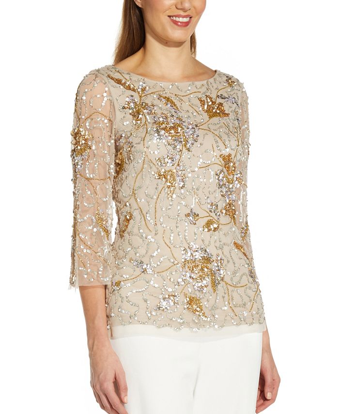 Adrianna Papell Petite Embellished Top - Macy's