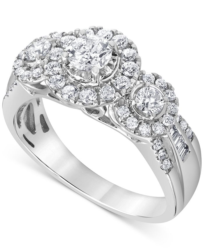 Macy's - Diamond Triple Halo Engagement Ring (1 ct. t.w.) in 14k White Gold