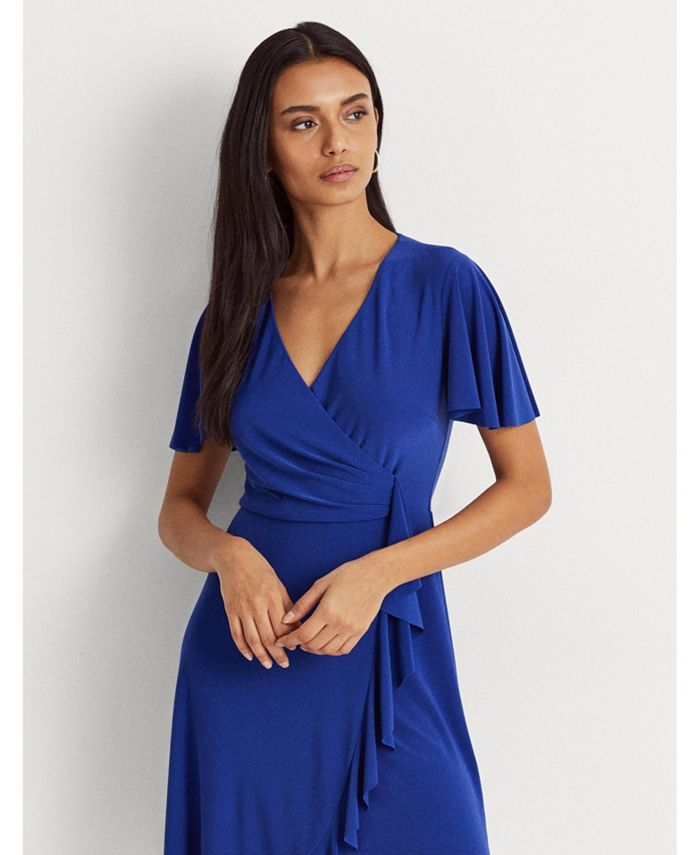 ralph lauren ruffle trim jersey gown