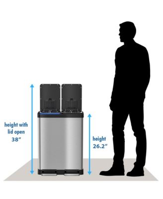 16 Gallon / 61 Liter SoftStep Stainless Steel Combo Step Pedal Kitchen Trash Can and Recycle Bin with Dual Odor Filters