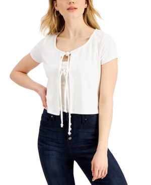 Self Esteem Juniors' Pointelle-Knit Tie-Front Cardigan
