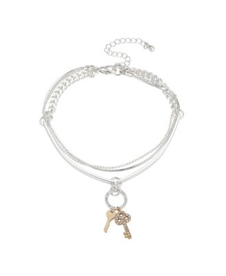 Unwritten - Two-Tone Crystal Key Triple Strand Bracelet