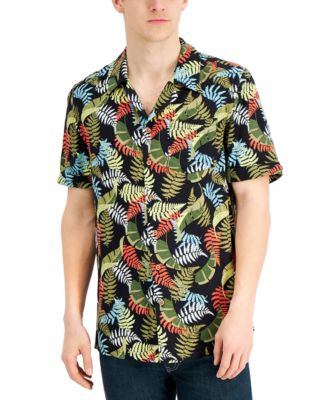 Collectif Men's Oscar Relaxed-Fit Tropical Palm-Print Camp Shirt - Macy's