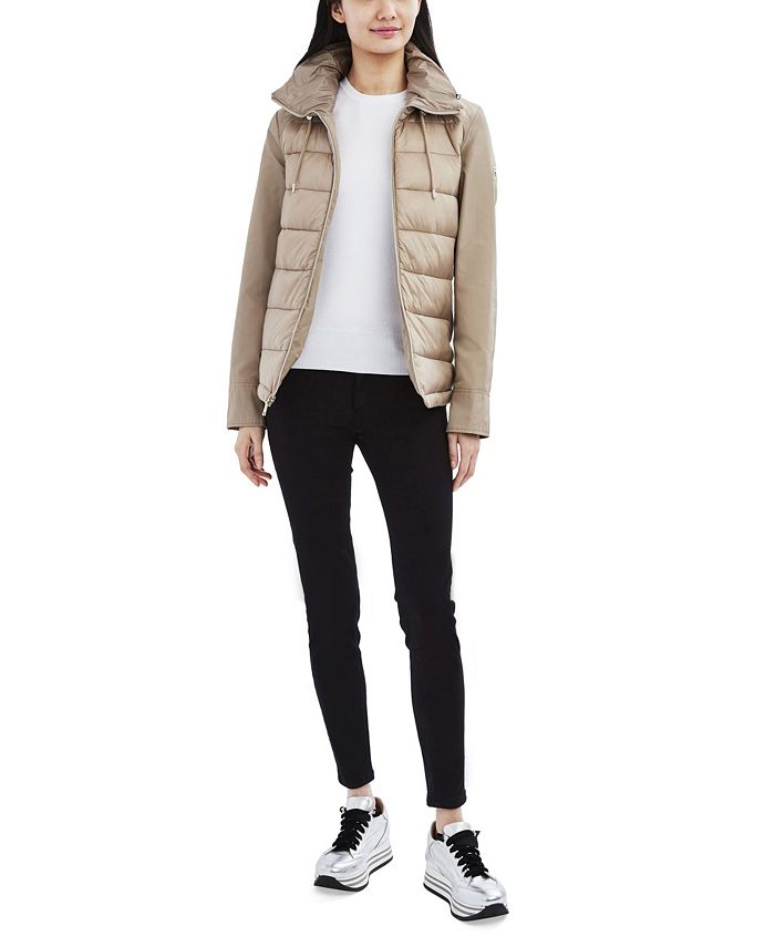 Tahari Mixed Media Rain Coat Macy s