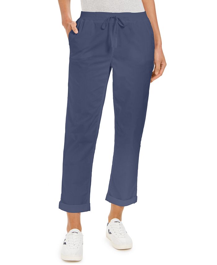 Style & Co Petite Twill-Tape-Tie Utility Pants, Created for Macy's - Macy's