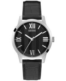 Men's Black Leather Strap Watch 42mm