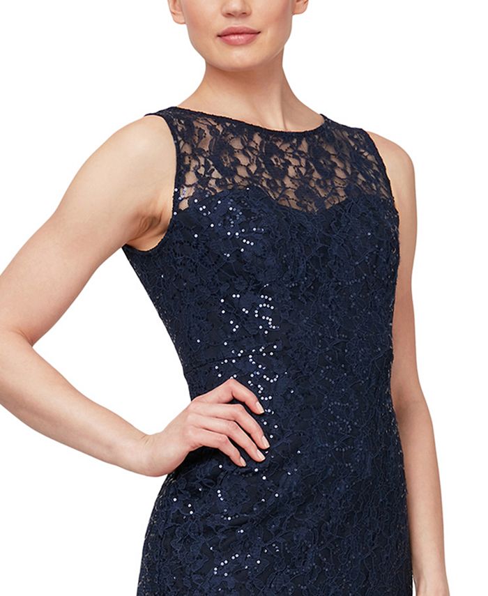 SL Fashions Women's Sequin Lace Dress Green Size 10