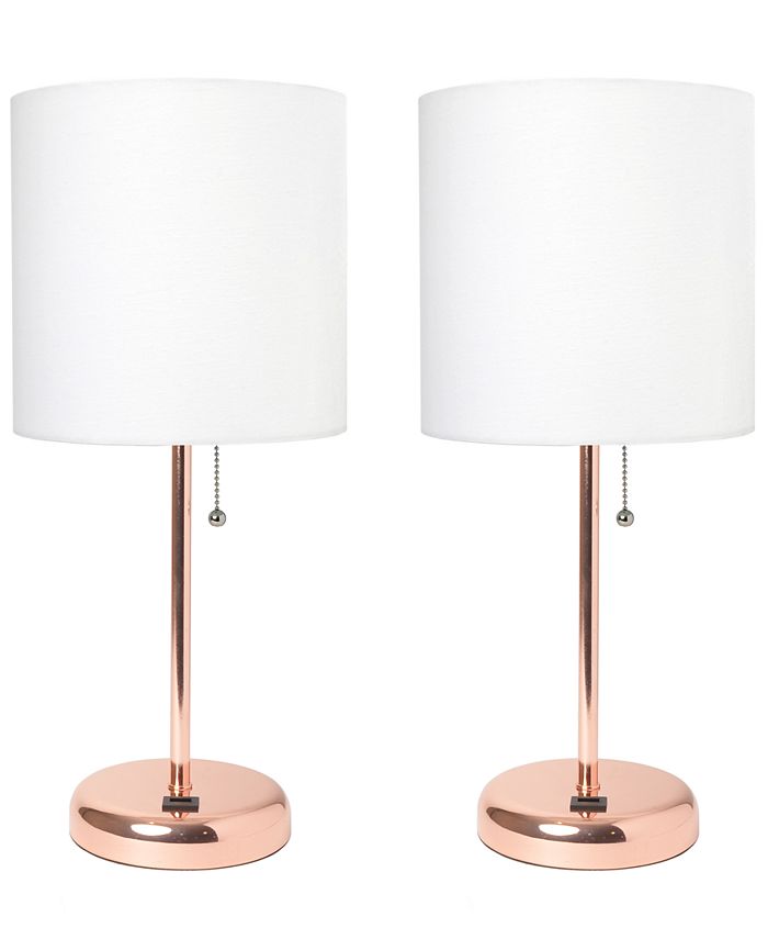 All The Rages Stick Lamp with USB Charging Port and Fabric Shade 2 Pack ...