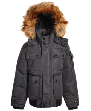 Diesel Big Boys Bomber Parka with Faux-Fur Trim