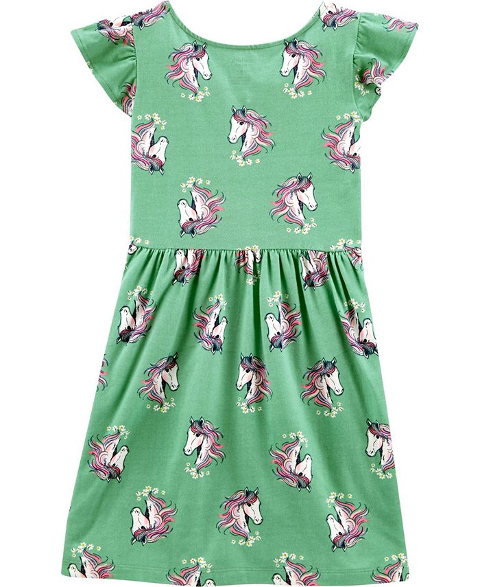 Carter's Little Girls Unicorn Faux Wrap Dress - Macy's