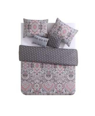 Vcny Home Amherst Reversible Damask Comforter Set Collection Bedding In Multi