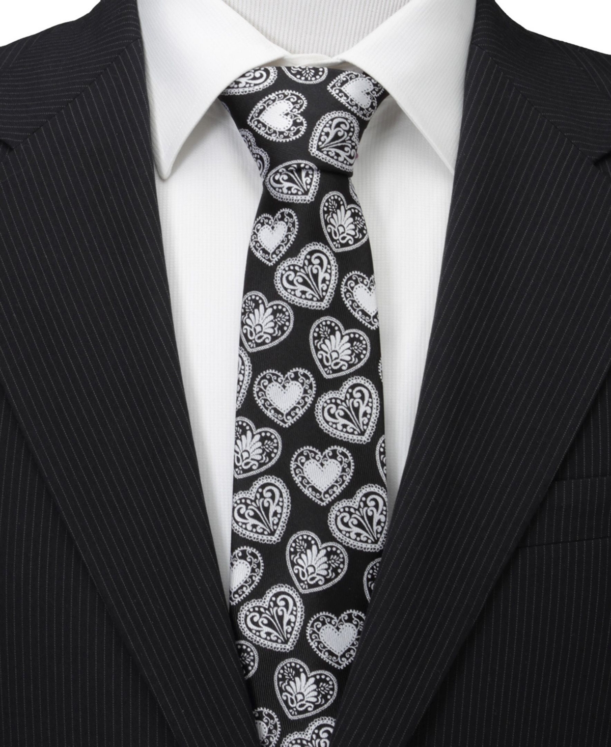 Men's Paisley Heart Tie - White