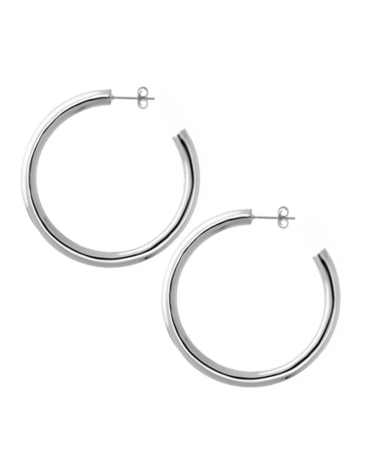 Medium Tube C Hoop Earring in 18K Gold Plate or Silver Plate - Gold