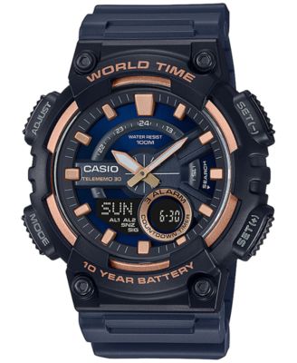 Casio - Men's Solar Analog-Digital Black Resin Strap Watch 46.6mm