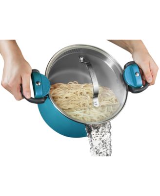 Gotham Steel - Nonstick Ti-Ceramic 5-Qt. Pasta Pot with Strainer Lid, Aqua Blue