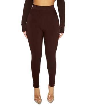 Naked Wardrobe The Nw Snatched To The Side Leggings In Dark Chocoalate