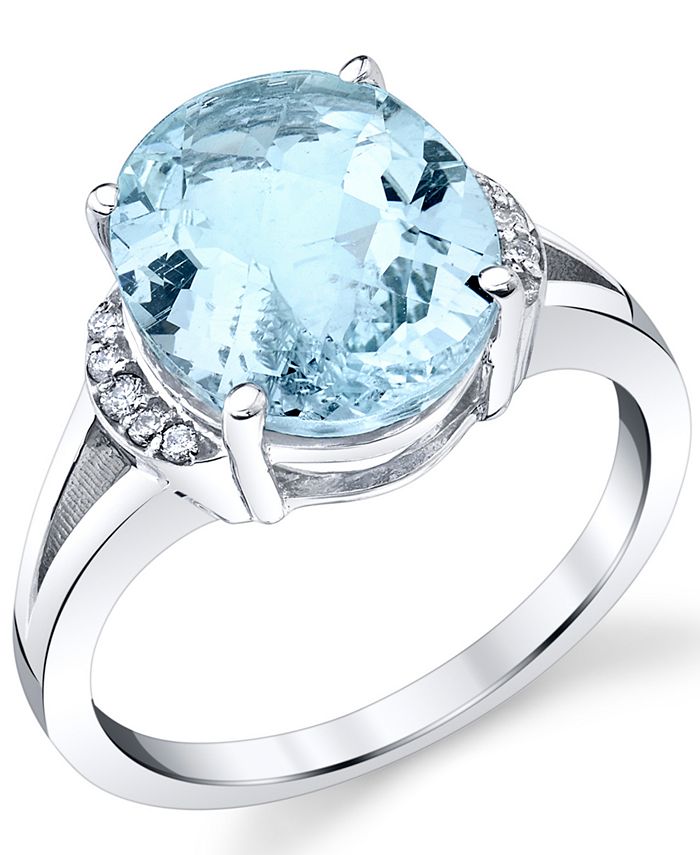Macy's Aquamarine (41/3 ct. t.w.) & Diamond (1/20 ct. t.w.) Ring in